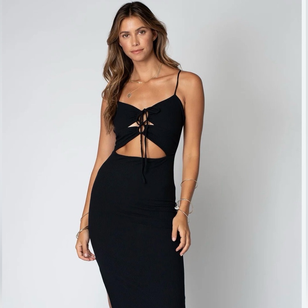 Stillwater The Brand Jules Black Cutout Midi Dress